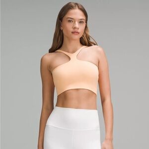 Lululemon Bend This V and Racer Bra Light Support in Peach Bellini, Size S/M